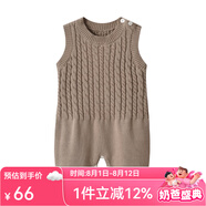 Auro Mesa韓式嬰兒背帶褲春秋男女寶寶針織連體褲新生兒哈衣爬服純棉0-1歲 無袖連體衣 90cm