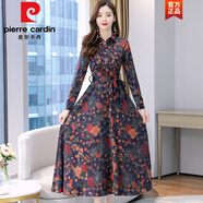 皮爾卡丹（pierre cardin）廣州高端女裝長(zhǎng)裙子春秋款闊太太高貴十三行洋氣質(zhì)中年醋酸連衣裙 紫色《今年流行時(shí)尚網(wǎng)紅/高級(jí)感 M 105斤以內(nèi)