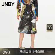 江南布衣（JNBY）夏女裝半身裙八芒星音符印花A型純棉裙子5N4D16040 901/多彩混雜/漸變 M