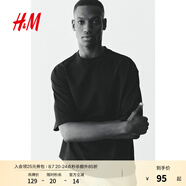 H&M男裝T恤2025年夏季新款大廓形T恤1294399 黑色 L 175/108