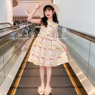 溜溜蛙童裝女童連衣裙夏裝兒童公主裙夏季純棉碎花無(wú)袖背心裙洋氣棉布裙 背心碎花裙 110 碼建議身高100cm左右