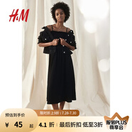 H&M女裝背心吊帶連衣裙夏季無(wú)袖修身收腰露背海洋印花長(zhǎng)裙1221999 黑色 L 170/104