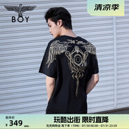 BOY LONDON【暗黑羅盤(pán)】夏情侶款短袖權(quán)杖印花炸街潮牌T恤N01906 N0103902 S