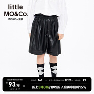 little MO&Co.童裝兒童褲子女童蛋白皮短褲機車(chē)pu皮褲五分褲女孩 黑色 140 140/58