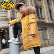 G.DUCKKIDS兒童羽絨服男童中長(cháng)款2025新款冬季男孩中大童加厚外套保暖大毛領(lǐng) 黃色 140 cm