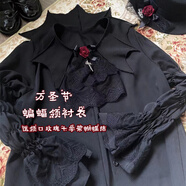 莉莉故事原創(chuàng)Lolita哥特吸血鬼優(yōu)雅玫瑰囚籠毛呢連衣裙2025 蝙蝠領(lǐng)襯衣 送領(lǐng)口十字架蝴蝶結(jié) 均碼