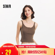 森馬（Semir）背心女短款顯瘦小個(gè)子夏季2025簡(jiǎn)約風(fēng)亨利領(lǐng)緊身吊帶109325102003