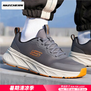 斯凱奇（Skechers）男鞋夏季2025新款緩震跑步鞋透氣慢跑鞋輕便休閑鞋網(wǎng)面運(yùn)動(dòng)鞋子男 灰色/橘色/大底搭配橡膠片 41 內(nèi)長(zhǎng)260mm
