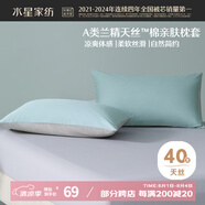水星家紡枕套蘭精天絲?棉涼感枕頭套A類一對裝枕頭罩雙人家用48x74cm