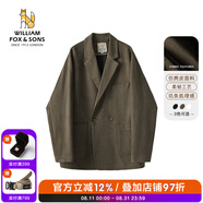 William fox&sons新復(fù)古回潮仿麂皮絨小西服男輕商務(wù)復(fù)古寬松易打理便西休閑西裝男 咖色(雙排扣） M /48