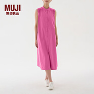 無(wú)印良品（MUJI）IDEE 女式 棉平織 立領(lǐng)無(wú)袖連衣裙 GAC68C3S 長(zhǎng)裙裙子多巴胺 玫粉色 均碼