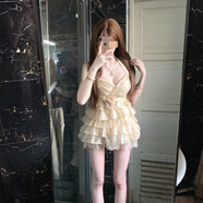 奮斗服飾（FEN DOU FU SHI）無(wú)標(biāo)優(yōu)品吊帶裙顯瘦遮肚子小個(gè)子古早千金 日系感甜美度假掛脖連 連衣裙【早春連衣裙/連身裙/復(fù)1 S 贈(zèng)送運(yùn)費(fèi)險(xiǎn)推薦8b