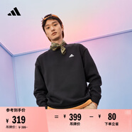 adidas情侶款休閑寬松抓絨圓領長袖衛(wèi)衣套頭衫男女阿迪達斯輕運動   黑色/白   L
