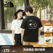 北面（The North Face）短袖T恤男女情侶款小熊寬松休閑透氣半袖 黑色 XL /180