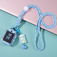 親靈適用小天才Z11/Q3/D5/N5/U5/Z10/Z9/Z8/Z8A/Z7S/Z7/Z6/Q2A/D3手表卡通加粗掛繩DIY立體保護殼 【下面有型號】冰川藍大耳狗掛繩 適用型號：D3S/D3/Z1