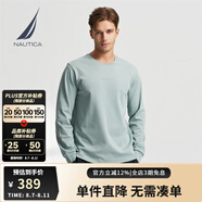 諾帝卡（NAUTICA）【火山巖】春夏新款男羅馬布親膚舒適休閑圓領(lǐng)T恤男TO4302 淺藍(lán)4RU XL