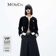 MO&Co.運動(dòng)風(fēng)絲絨感雙鏈MC章仔學(xué)院風(fēng)棒球服夾克外套設計感小眾 黑色 S 160