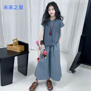 未來之星（FUTURE STAR）女童夏裝套裝2025闊腿褲三件套兒童夏季新款洋氣兩件套 圖片色兩件套 120  關(guān)注收藏優(yōu)先發(fā)貨