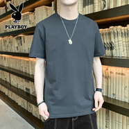 花花公子（PLAYBOY）短袖T恤男純棉寬松潮流ins風(fēng)學(xué)生體恤衫夏日新款 尋桑品-253灰色 S 80-95斤