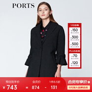 PORTS寶姿  新品商場同款毛呢大衣女優(yōu)雅喇叭袖翻領(lǐng)中長大衣 黑色 M (6)