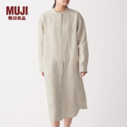 無印良品 MUJI 女式 法國亞麻水洗 立領(lǐng)連衣裙 BCL05C0S 原色 S