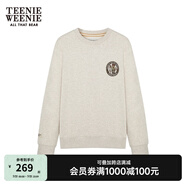 Teenie Weenie小熊春季美拉德簡約圓領(lǐng)寬松休閑復(fù)古學(xué)院衛(wèi)衣上衣女 燕麥色 S (160)