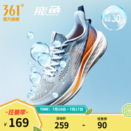 361度運動鞋男鞋飛魚夏季網(wǎng)面透氣撞色漸變跑步鞋緩震耐磨體測鞋 藍霧灰/螢光強烈橙 42