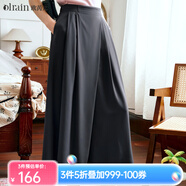 Olrain歐芮兒法式山本休閑褲女春裝高腰顯瘦闊腿褲通勤九分裙褲子 高階灰 L