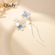 Qlady冰晶花朵耳飾絕美耳釘女小眾獨特流蘇耳環(huán)2025新款高級感耳墜禮物