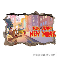 派欽3d墻紙貓和老鼠玻璃自粘貼紙創(chuàng  )意裝飾墻貼紙臥室網(wǎng)紅兒童卡通壁紙 PDD002-16 20cmX30cm 比手機尺寸大一點(diǎn)