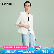 藍(lán)地（LANDI）[禪意光澤]LANDI優(yōu)雅氣質(zhì)修身短款小西裝外套女五分袖夏新品 純白色 M