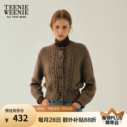 Teenie Weenie小熊春季簡(jiǎn)約時(shí)尚休閑絞花針織系帶開衫外套毛衣 棕色 M (165)