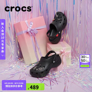 crocs卡駱馳厚底云朵洞洞鞋戶外|206750 黑色-001 39(250mm) 