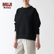 無印良品MUJI 女式 雙層編織 毛圈 運動衫 女士衛(wèi)衣外套女款衣服 BB2NQA3A 黑色 S