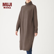 無(wú)印良品（MUJI）女式  天竺 高領(lǐng)連衣裙 女裝長(zhǎng)袖裙子冬季 W9AA875 深咖啡色 M-L （165/88A）
