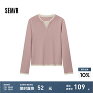 森馬（Semir）毛衣女短款假兩件含羊毛針織衫2024冬季新款修身保暖軟糯v領(lǐng)內(nèi)搭 白紅色調(diào)00416 S /155/80A