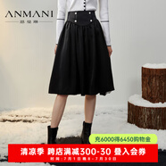 恩曼琳（ANMANI）ANMANI恩曼琳23春新款霧面珍珠雙排扣高a字裙中長半身裙EANCCH99 黑色-預售7天 S-預售7天