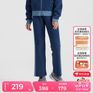 moodytiger兒童褲子春秋男童長褲女童運動褲肌理感拼接連帽外套家居服休閑褲 【女童褲子】翎羽藍(lán) 140 cm
