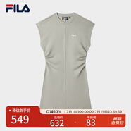 FILA 斐樂官方女裝針織連衣裙2025夏季新款時尚休閑無袖收腰裙子 綠卡其色-DK 3XL 185/100A/XXXL