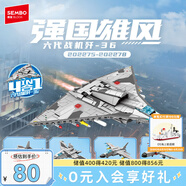 森寶積木軍事拼裝玩具殲擊戰斗機模型擺件七夕情人節禮物 第六代戰機殲36