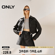 ONLY春夏時尚潮流短裙高腰PU百褶裙半身裙女|12436S004 H1Z 黑色 M (165) 68A