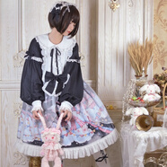 閃動少女（SHANDONGSHAONV）洛麗塔正品洋裝原創(chuàng)夢境游樂園OP  Lolita日常連衣裙日系裙子 黑色OP+黑色發(fā)帶 【黑色售完絕版】 S