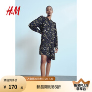 H&M女裝花卉連衣裙2025夏新款法式田園風(fēng)燈籠袖碎花連身裙1265602 黑色/花卉 XS 155/80