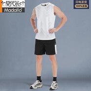 莫代爾運(yùn)動(dòng)套裝男夏季冰絲無(wú)袖背心跑步健身體育訓(xùn)練速干衣籃球羽毛球服 白色運(yùn)動(dòng)套裝【速干透氣】 XL