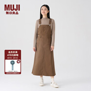 無印良品 MUJI 女式 棉斜紋背帶裙裙子文藝范工裝純棉全棉BE06CC3A 棕色 L (165/70A)