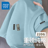 真維斯長袖t恤男秋季簡約白色上衣體恤潮流印花圓領(lǐng)寬松內(nèi)搭打底衫GW 淺藍(lán)#灰星熊 L
