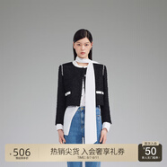 歐時力OCHIRLY 紙片紗小香風(fēng)外套短款法式秋冬季新品通勤簡約氣質(zhì) 黑色090 XS