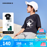 Converse匡威兒童裝男童t恤短袖短褲套裝夏季薄款女童夏裝中大童運動2件套 G140正黑色 160 /80 【建議身高158-170cm】