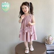 WVD國(guó)際品牌女童連衣裙夏季2025新款兒童洋氣甜美寶寶時(shí)髦休閑薄款夏 粉紅色甜美女孩連衣裙 粉紅色甜 90 CM