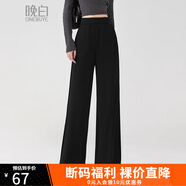 晚白【斷碼清倉拼手速】雅丹風(fēng)萊賽爾長(zhǎng)褲高級(jí)感拖地糯米褲休閑褲女 黑色 2XL